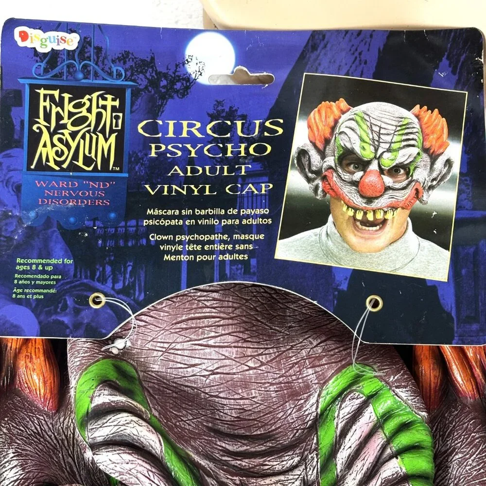 Clown Circus Psycho Adult Vinyl Cap mask  Fright Asylum by Disguise NOS NWT